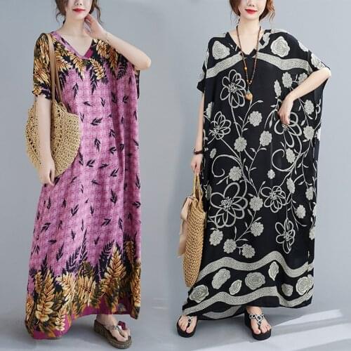 Turkey Muslim Women Dress Spring Summer Short Sleeve Moroccan Kaftan Maxi Dresses Elegant V Neck Plus Size Vestidos Abayas