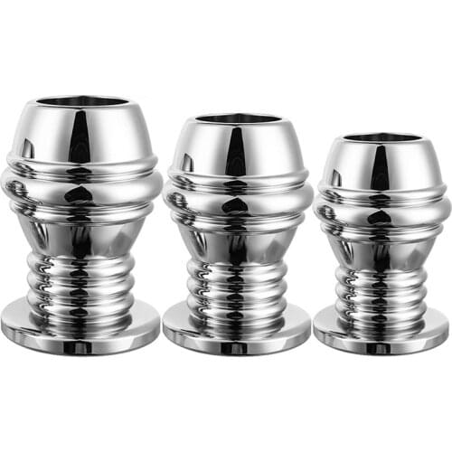 Metal Hollow thread around Anal Plug Anus Vagina Shower Douche Enema Prostate Massager Peep Vaginal Anal Dilator Sex Toys