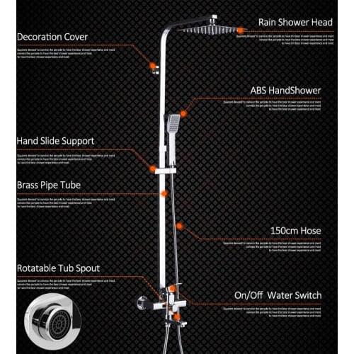 Vidric Chrome Shower Faucets Set Ultrathin Rain Shower Faucet Mixer Tap With 3-way Brass Mixer Tap Wall Mount Bathroom Shower Mi