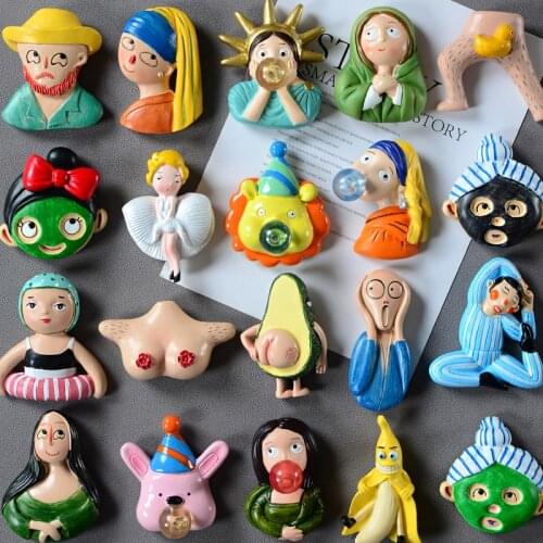 Van Gogh Mona Lisa Shout World Famous Painting Q Version of 3D Refrigerator Paste Decorative Canada Fridge Magnet