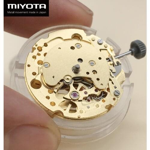 Japan Top Movement Miyota 82S7 Gold Skeleton Dial 21 Jewels Automatic Mechanical Movement AAA+ Quality Small SEC/24H Indicator