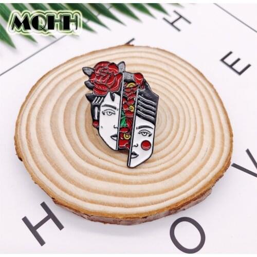 Creative Enamel Cartoon Split Girl Brooch Flower Rose Alloy Badge Shirt Bag Pin Accessories Woman Jewelry Gift For Kid