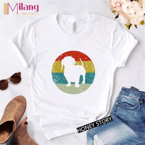 Kawaii Dachshund Female T-shirt Women Streetwear T-Shirt Summer Fashion Dog Graphic T Shirts Harajuku Short Sleeve Tops Tee