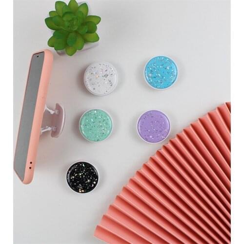 1pcs round Glitter Sparkles epoxy glue material mobile phone folding stretch bracket Phone Holder Balloon support