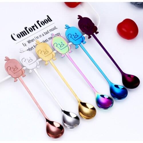 1PC Lovely Duckling Spoon Mug Spoon Stainless Steel Coffee Spoon Mug Spoon Stirring Spoon Kitchen Dessert Spoon Handle Spoon