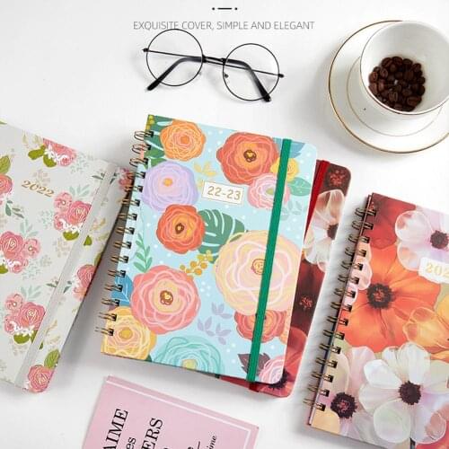 2022 Kawaii Vintage Flower Schedule Yearly Diary Weekly Monthly Daily Planner Organizer Paper Notebook Agendas 136 pages
