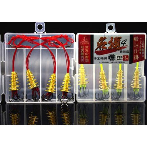 4set/box Explosion 6 Hook Beads Fishing Hook Fishing Lure Bait Trap Feeder Cage Sharp Fishing Hook with Stainless Steel Springs