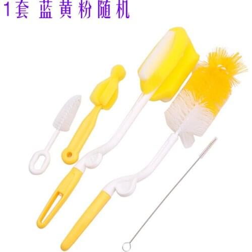 5Pcs Baby Milk Feeding Bottle Brush Handy Portable Nylon and Sponge Tube Cleaner