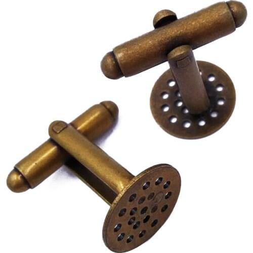 Antique Bronze Round Bezel Setting Cufflinks Blanks Cuff Links with 12mm Pad CL056