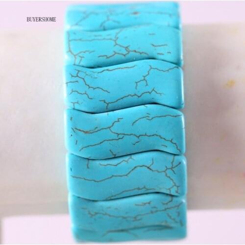 Free Shipping Women Jewelry Gift Cord Stretch Bangle Natural Stone Beads Green Howlite Bracelet 8" 1Pcs H912