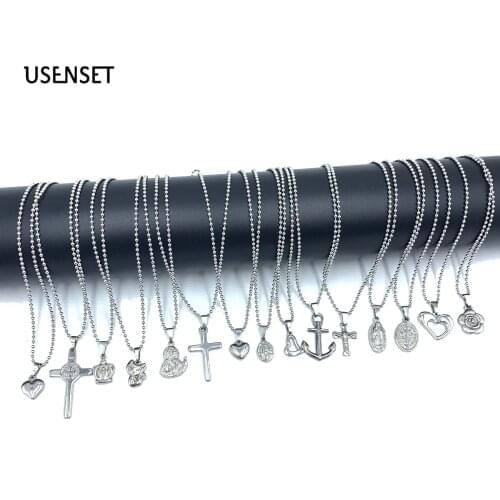 Beads Chains Stainless Steel Pendant Necklaces Link Chain Necklace Jewelry Gift For Men Women