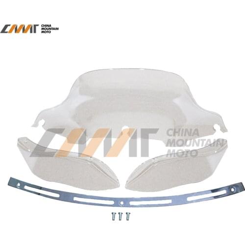 Slotted Stock Batwing Trim + 8" Clear Windshield+Side Air Wing 4 case for Harley Electra Street Glide Touring Bike 1996-2013