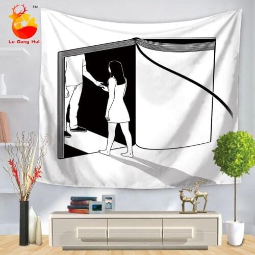 Modern Style Creative Characters Black And White Wall Tapestries Decorated Tapestries Beach Towels