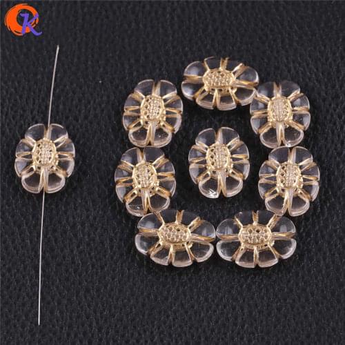 Cordial Design 260pcs/lot 19x24mm Acrylic Beads/Flower Shape Bead/Gold Stripe Bead/Hand Made/Jewelry Findings (Design As Shown)