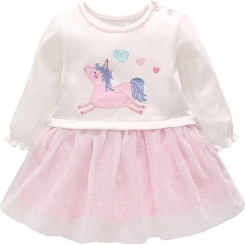 Vlinder Baby Girl dress Baby girl clothes Cute cartoon Snug Dress Newborn Long Sleeves Lace dress Infant cotton Dresses
