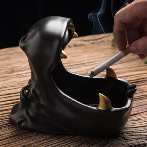 Home Cute Animal Hippo Ashtray Large Capacity Car Anti Fly Ash Personality Ashtray Living Room Home Decoration Ornaments