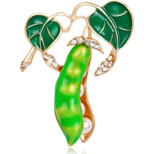 HOSENG Pearl Pretty Green Pea Brooch For Women Man Children Gift Spring Fashion Jewelry Pin HS_956