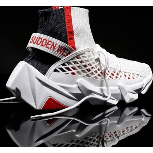 High-top Chunky Sneakers Men Running Shoes Men White Black Vulcanize Shoes Male Outdoor Leisure Sock Sport Footwear