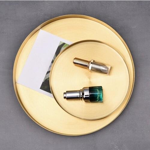 ABSF Round Storage Tray, Bathroom Space Saving Stainless Steel Kitchen Gold Organizer Exquisite Desktop Decorative Display