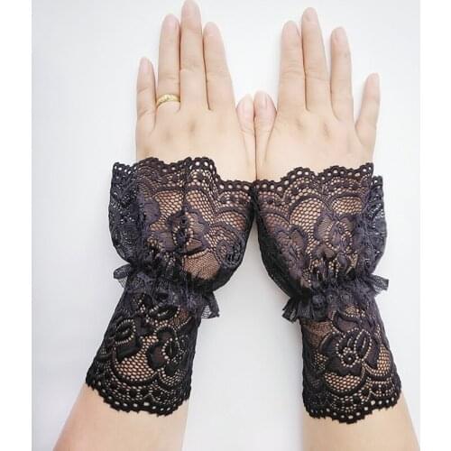 MISANANRYNE Lace Ruffles Elbow Sleeve Cuff Fake Sleeve Arm Cover Scar Cover Gloves Sun Protection Female Transparent cuffs