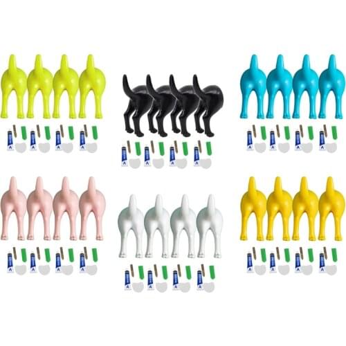 4Pcs Nordic Style Cute Plastic Dog Tail Hooks with Screws Adhesive Tape Wall Mounted Key Hanger Hat Coat Hook Decoration
