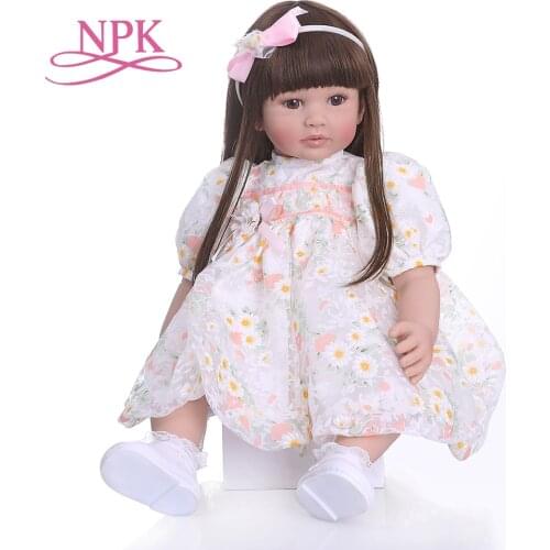 60CM reborn toddler girl doll beautiful princess with long brown hair doll toy Christmas Gift high quality collectible doll