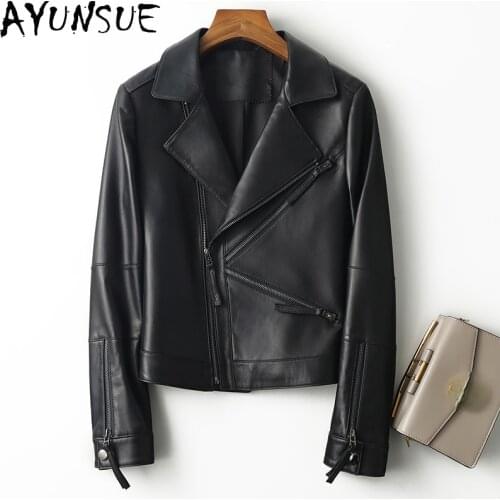 AYUNSUE Real Sheepskin Jackets Woman Genuine Leather Jackets Women High Quality Short Outerwear Famale Blouson Cuir FemmeSQQ68