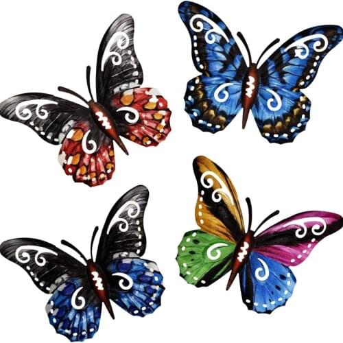 4pcs Metal Butterfly Wall Decoration Hanging Sculpture Garden Yard Decor for Patio Outdoor Statues