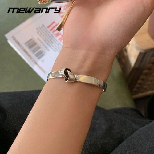 Mewanry 925 Sterling Silver Couples Bracelet for Women New Trend Vintage Elegant Creative Sweet Tie Party Jewelry Birthday Gifts