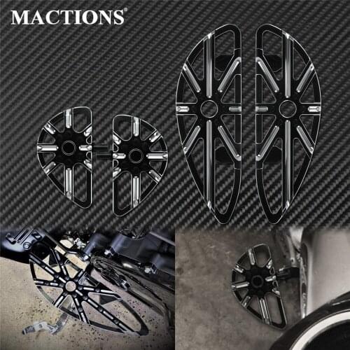 Motorcycle CNC Rear Footpegs+Front Floorboards Driver Passenger Footrest Alunminum For Harley Touring Glide Softail FL Slim Dyna