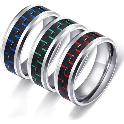Top Quality Stainless Steel Rings for Women Men Jewelry Red Stripe Men Rings for Party Wide 8mm Factory Price