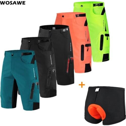 WOSAWE Mens MTB Cycling Shorts Upgrade 5D Gel Padded Cycling Underwear Breathable Downhill Mountain Bike Shorts