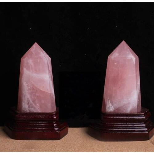 Natural Rose Quartz Crystal Point Wand Pink Crystal Quartz Tower Rose Crystal Obelisk Flat Bottom Healing Crystal gemstone