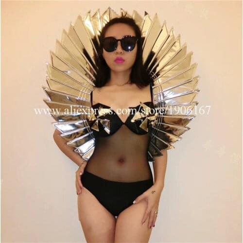 Nightclub Bar Sexy Lady Silver Mirror Clothes Bar KTV Grand Event Bodysuit Ballroom Costume Party Evening Catwalk Show Dance Sui