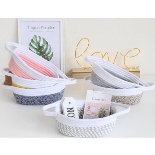 New Desk Storage Box Cotton thread weaving Thicken Storage Basket Cosmetic Case Kids Toys Organizer Bucket AU1117