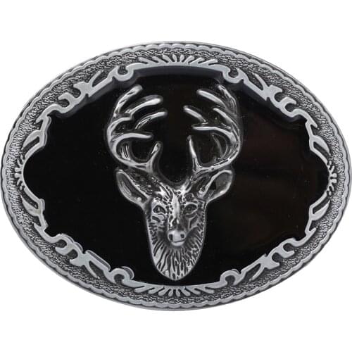 Novelty Elk Head Mens Cowboy Waist Belt Buckle Animal Pattern Metal Buckle Christmas Gifts