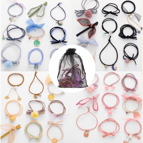 New Mixed Elastic Nylon Hair Bands For Women Girls Rubber резинки для волос With Bag Hair Accessories Headdress Gifts