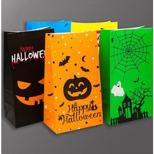 Halloween Kraft Paper Bags, Party Favor Bags, Candy Cookie Bread Nuts Bag For Biscuits Snack Baking Package bag 6pcs/lot