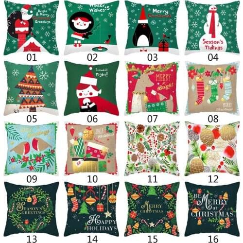 Christmas Pillow Case 45x45cm Cushion Merry Christmas 2021 Home Decoration Ornaments Navidad Xmas Gift New Year 2022