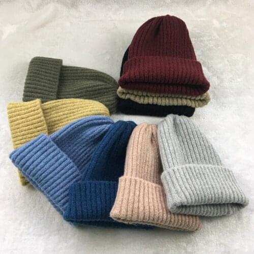 New Candy Colors Winter Hat Women Knitted Hat Warm Soft Trendy Hat Kpop Style Wool Beanie Elegant All-match Hat Sports cap