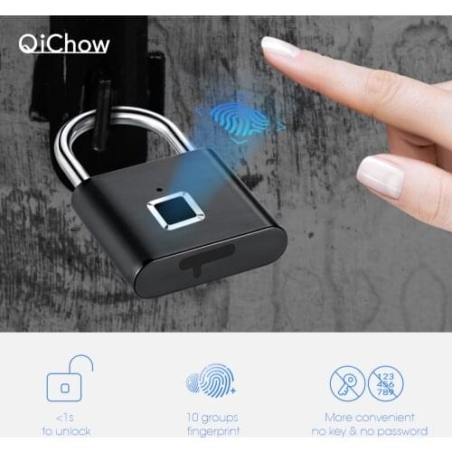 Keyless USB Fingerprint Lock Smart Padlock Thumbprint Door Padlocks Portable Anti-Theft Fingerprint Lock for Bag Drawer Suitcase