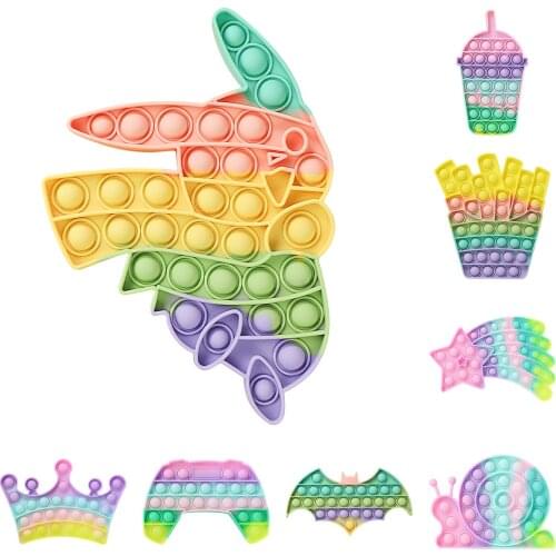 Funny Macaron Rainbow Bubble Sensory Fidget Toy Relieve Decompression Toys for Children Adult Gift Educational Learning Toys