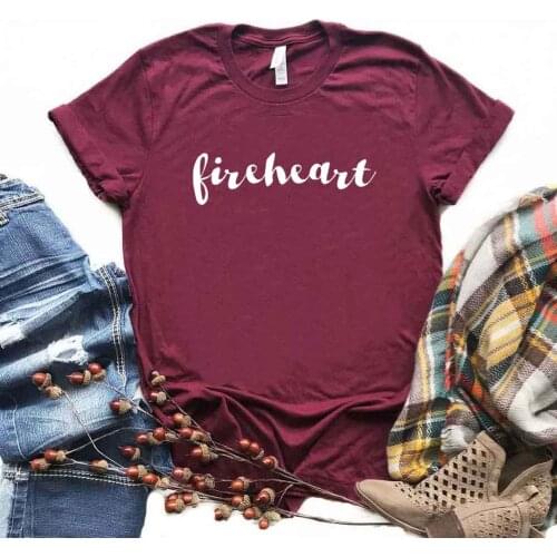 Fireheart Print Women Tshirts Cotton Casual Funny t Shirt For Lady Yong Girl Top Tee 6 Color NA-1048