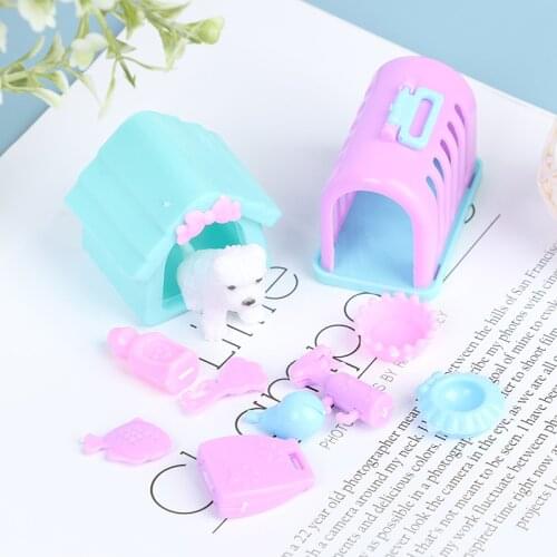 11pcs/Set Doll Accessories Fashion Mini Doll Pets Dog+Cat+House For Doll Playmate Toy Kids Best Gift