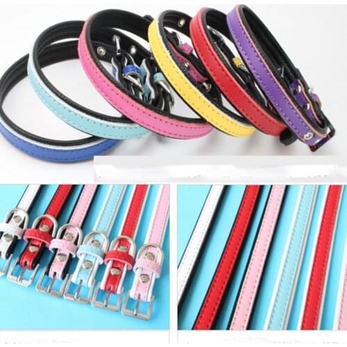 12pcs/lot Cute Pets Adjustable PU Leather Dog Collars Puppy Pet Collars Necklace Collar Dogs Cat collars
