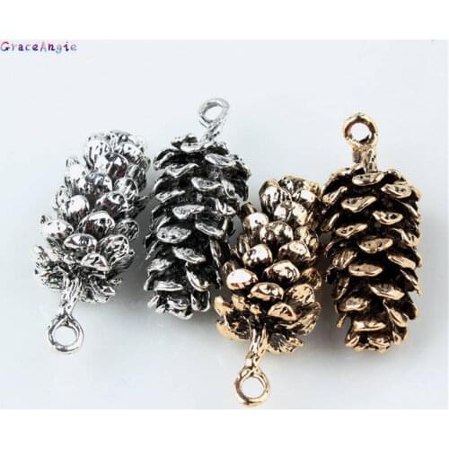 5pcs Vintage Enamel Alloy PineCones Charms Necklace Pendants Jewelry color Gold Bracelet Jewelry Making Findings 15*39mm