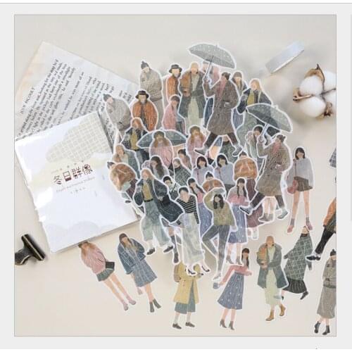 60pcs/set Winter wardrobe Europe America girl food diary dream forest gesture index Sticker DIY planner scrapbooking Stickers