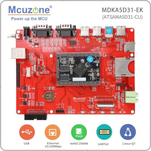 ATSAMA5D31 MDKA5D31-EK, 536MHz Cortex-A5 board, 256MB DDR2, NAND, HS USB, Ethernet, UART 5'LCD, Linux QT GUI