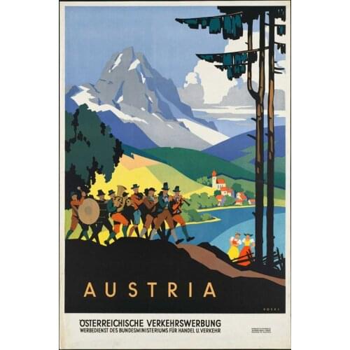 Austria Travel Landscape highlights beauty culture Trip Design Classic Vintage Poster Canvas DIY Art Home Bar Posters Decor