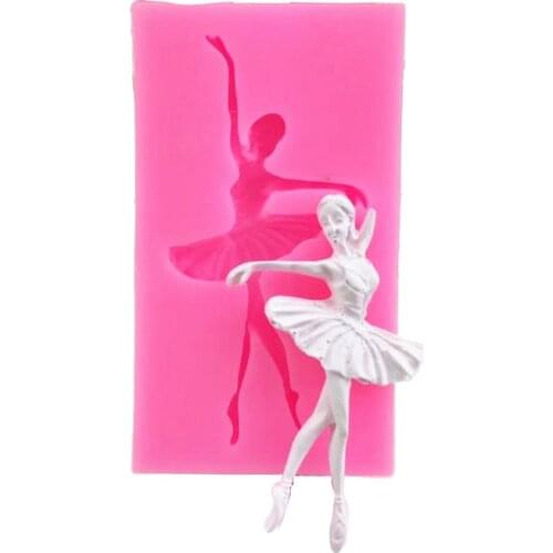 Ballerina Princess Wind Girl poses art deco room silicone mold turn sugar chocolate cake baking mold